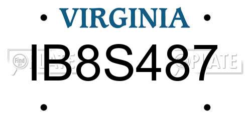 IB8S487 Virginia License Plate