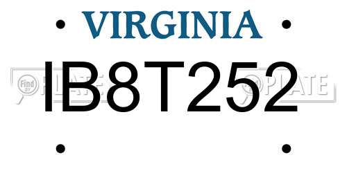IB8T252 Virginia License Plate