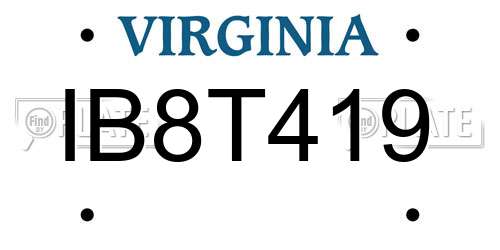 IB8T419 Virginia License Plate