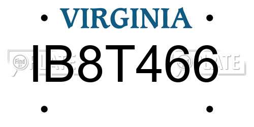 IB8T466 Virginia License Plate