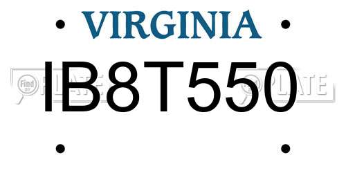 IB8T550 Virginia License Plate