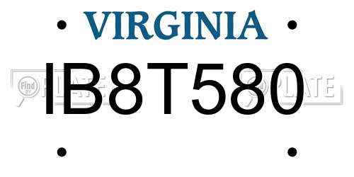 IB8T580 Virginia License Plate