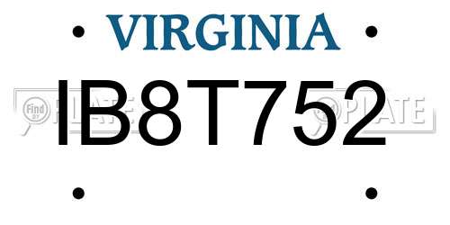 IB8T752 Virginia License Plate
