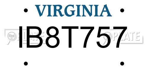 IB8T757 Virginia License Plate