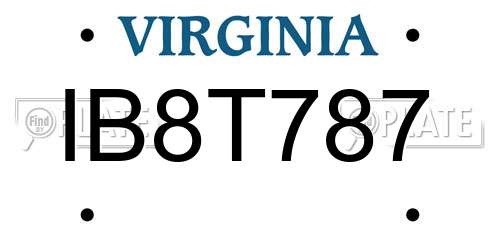 IB8T787 Virginia License Plate