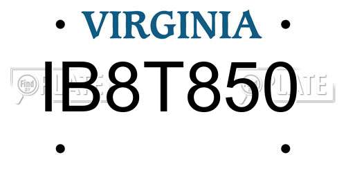 IB8T850 Virginia License Plate