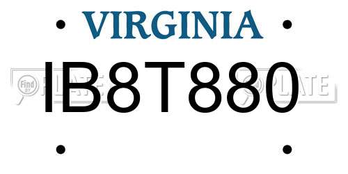 IB8T880 Virginia License Plate