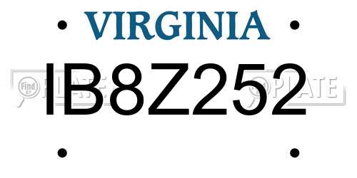 IB8Z252 Virginia License Plate