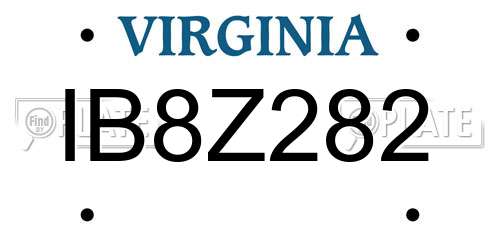 IB8Z282 Virginia License Plate