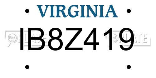 IB8Z419 Virginia License Plate