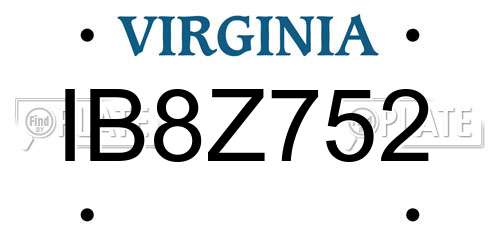 IB8Z752 Virginia License Plate