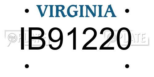 IB91220 Virginia License Plate