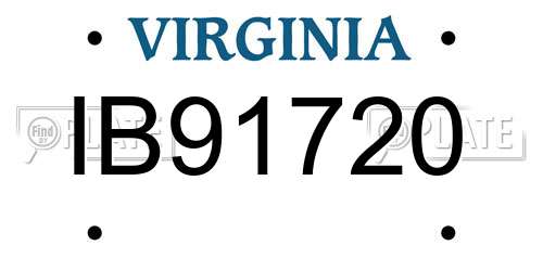 IB91720 Virginia License Plate