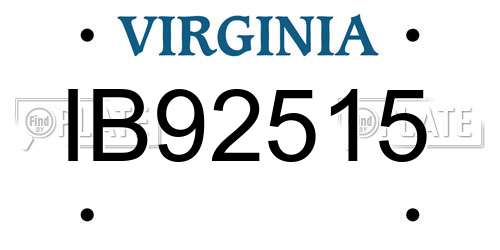 IB92515 Virginia License Plate