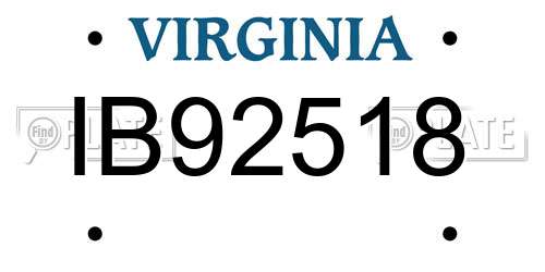 IB92518 Virginia License Plate