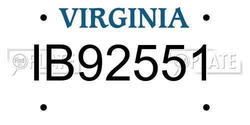 IB92551 Virginia License Plate
