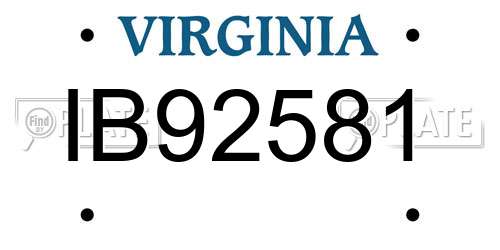 IB92581 Virginia License Plate