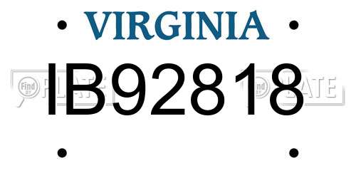 IB92818 Virginia License Plate