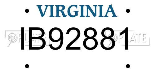 IB92881 Virginia License Plate