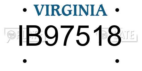 IB97518 Virginia License Plate