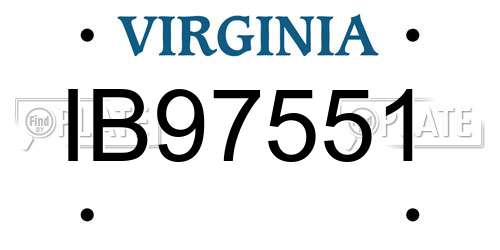 IB97551 Virginia License Plate