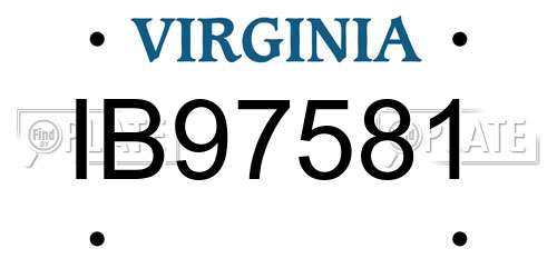 IB97581 Virginia License Plate