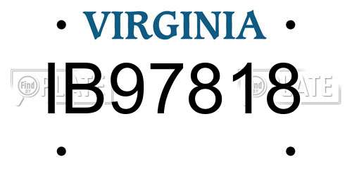 IB97818 Virginia License Plate