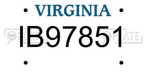 IB97851 Virginia License Plate
