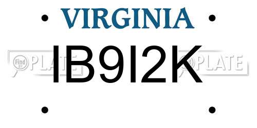 IB9I2K Virginia License Plate