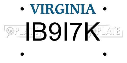 IB9I7K Virginia License Plate