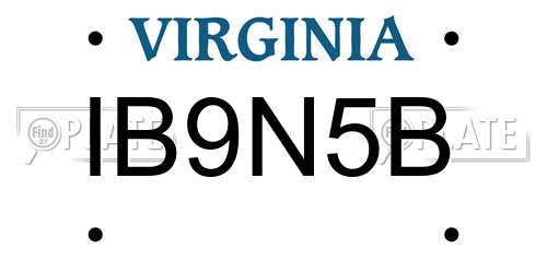 IB9N5B Virginia License Plate