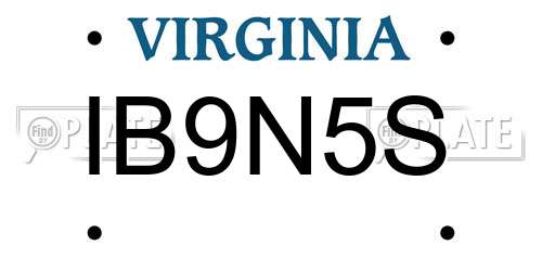 IB9N5S Virginia License Plate