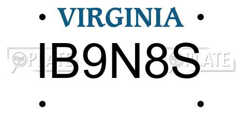 IB9N8S Virginia License Plate