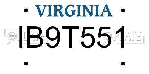 IB9T551 Virginia License Plate
