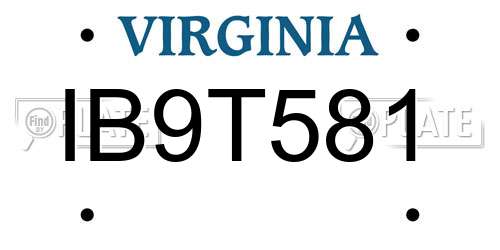 IB9T581 Virginia License Plate