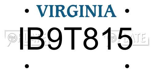 IB9T815 Virginia License Plate