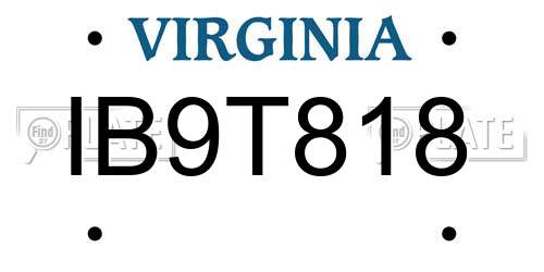 IB9T818 Virginia License Plate