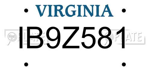 IB9Z581 Virginia License Plate