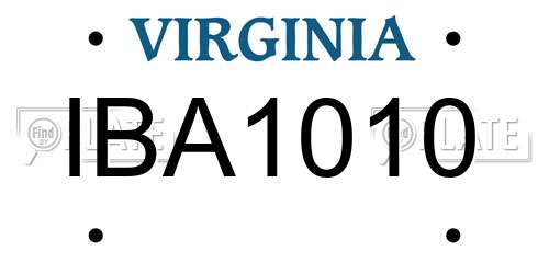 IBA1010 Virginia License Plate