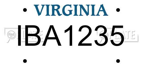 IBA1235 Virginia License Plate