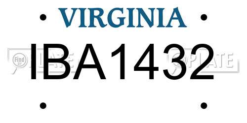 IBA1432 Virginia License Plate