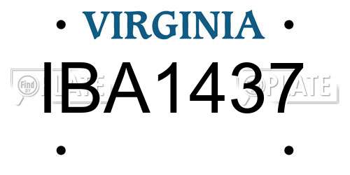 IBA1437 Virginia License Plate
