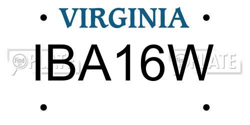 IBA16W Virginia License Plate