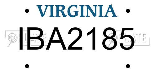 IBA2185 Virginia License Plate