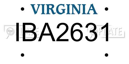IBA2631 Virginia License Plate