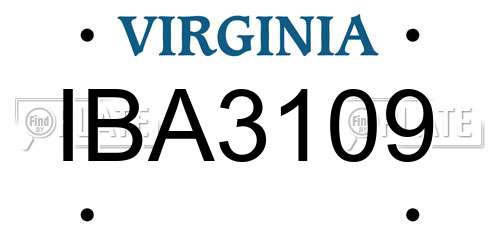 IBA3109 Virginia License Plate