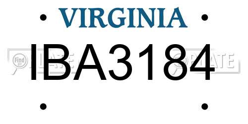 IBA3184 Virginia License Plate