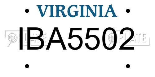 IBA5502 Virginia License Plate
