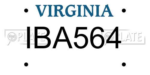 IBA564 Virginia License Plate