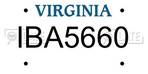IBA5660 Virginia License Plate